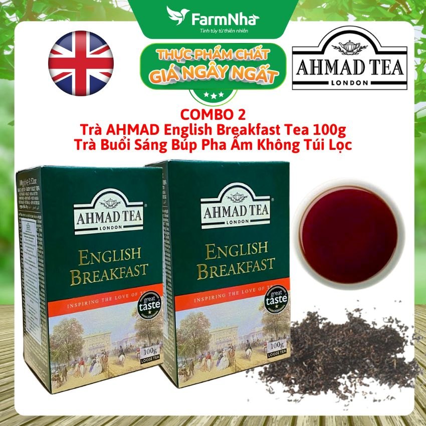 (Combo 2) Trà Ahmad English Breakfast Tea 100g Hộp Giấy Pha Ấm - Tỉnh Táo và Tràn Đầy Năng Lượng