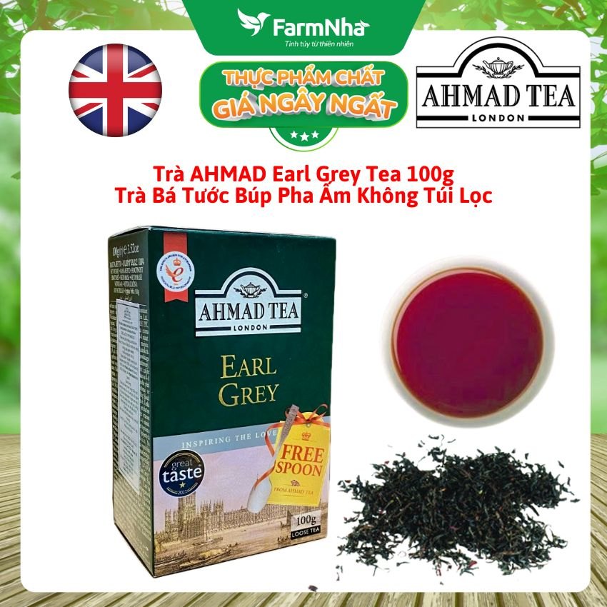 Trà Ahmad Earl Grey Tea 100g Hộp Giấy Pha Ấm - Trà Bá Tước Với Hương Cam Bergamot Tinh Túy