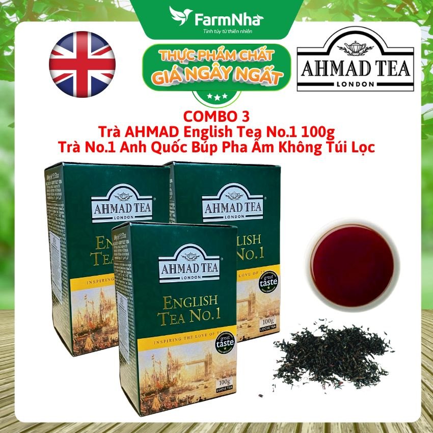 (Combo 3) Trà Ahmad English Tea No.1 100g Trà Đen Búp Pha Ấm - Thượng Hạng với Hương Cam Bergamot