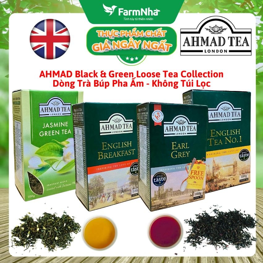 (Combo 3) Trà Ahmad Jasmine Tea 100g Hộp Giấy Pha Ấm - Trà Xanh Hoa Nhài Tinh Khiết và Thăng Hoa