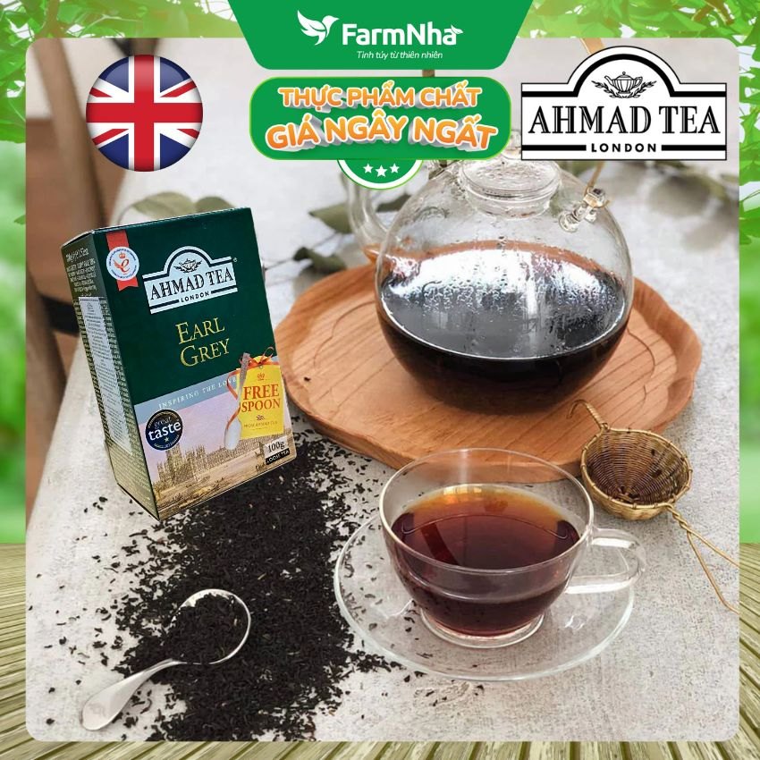 Trà Ahmad Earl Grey Tea 100g Hộp Giấy Pha Ấm - Trà Bá Tước Với Hương Cam Bergamot Tinh Túy