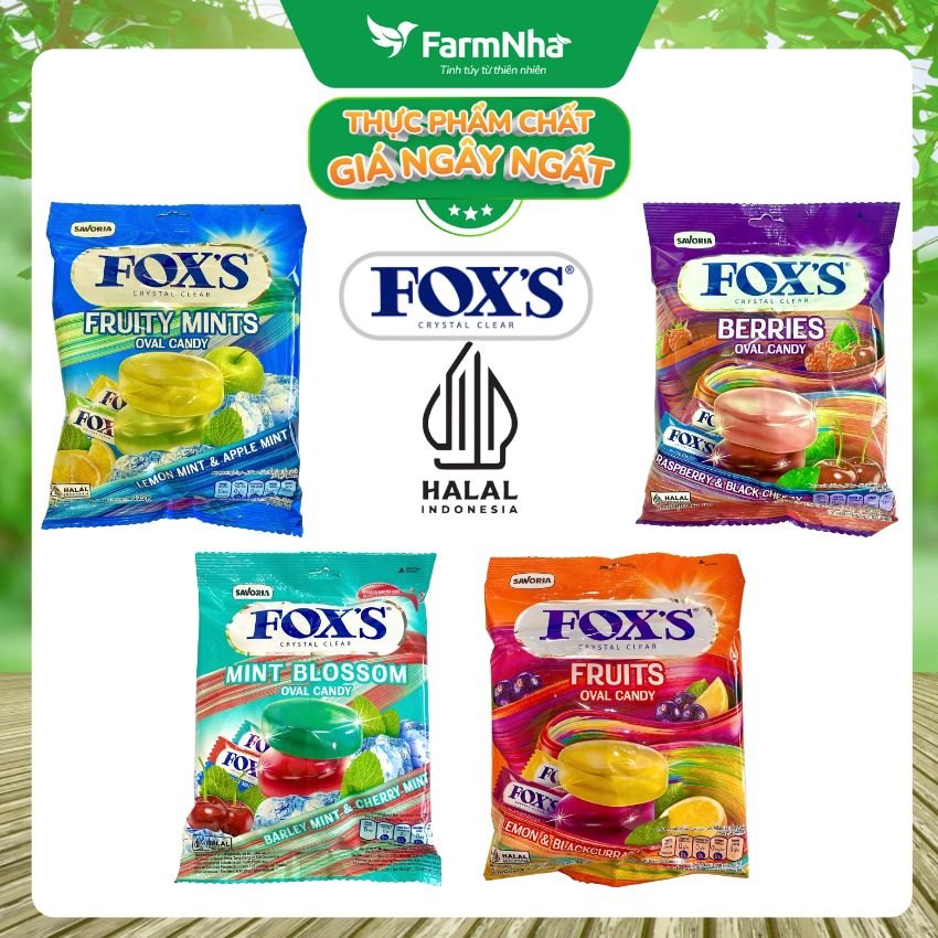 (Combo 3) Kẹo FOX’S Fruity Mints Oval Candy 125gr LEMON MINT & APPLE MINT - Mát Lạnh & Ngọt Ngào