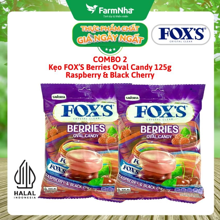 (Combo 2) Kẹo FOX’S Berries Oval Candy 125g RASPBERRY & BLACK CHERRY - Vị trái cây tự nhiên hấp dẫn