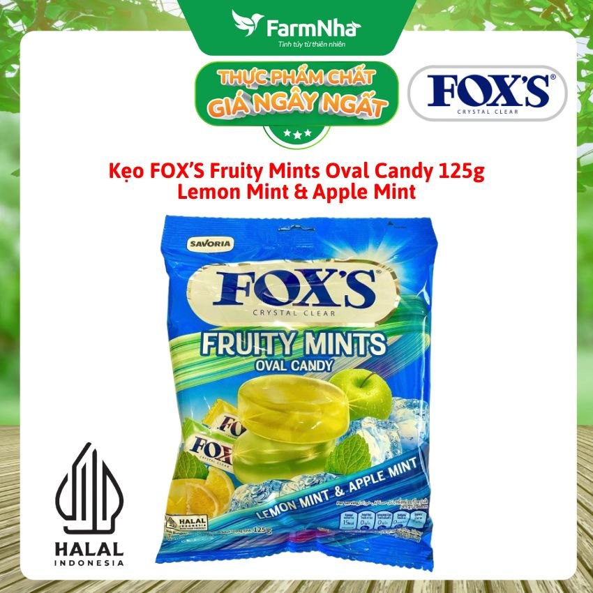 Kẹo FOX’S Fruity Mints Oval Candy 125gr LEMON MINT & APPLE MINT - Mát Lạnh & Ngọt Ngào