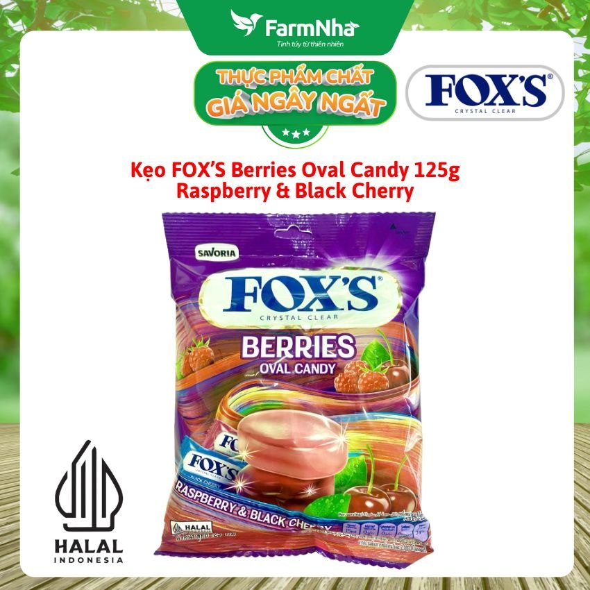 Kẹo FOX’S Berries Oval Candy 125g RASPBERRY & BLACK CHERRY - Vị trái cây tự nhiên hấp dẫn