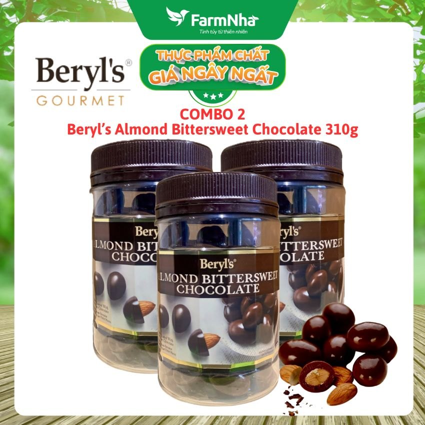 (Combo 3) Sôcôla Beryls Almond Bittersweet 310g - Vị Ngọt Ngào, Thơm Béo với Bột Sữa Nguyên Kem