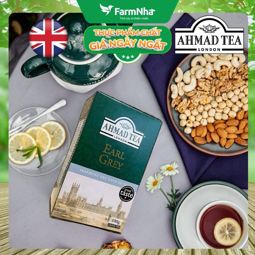 (Combo 2) Trà Ahmad Earl Grey Tea 100g Hộp Giấy Pha Ấm - Trà Bá Tước Với Hương Cam Bergamot Tinh Túy