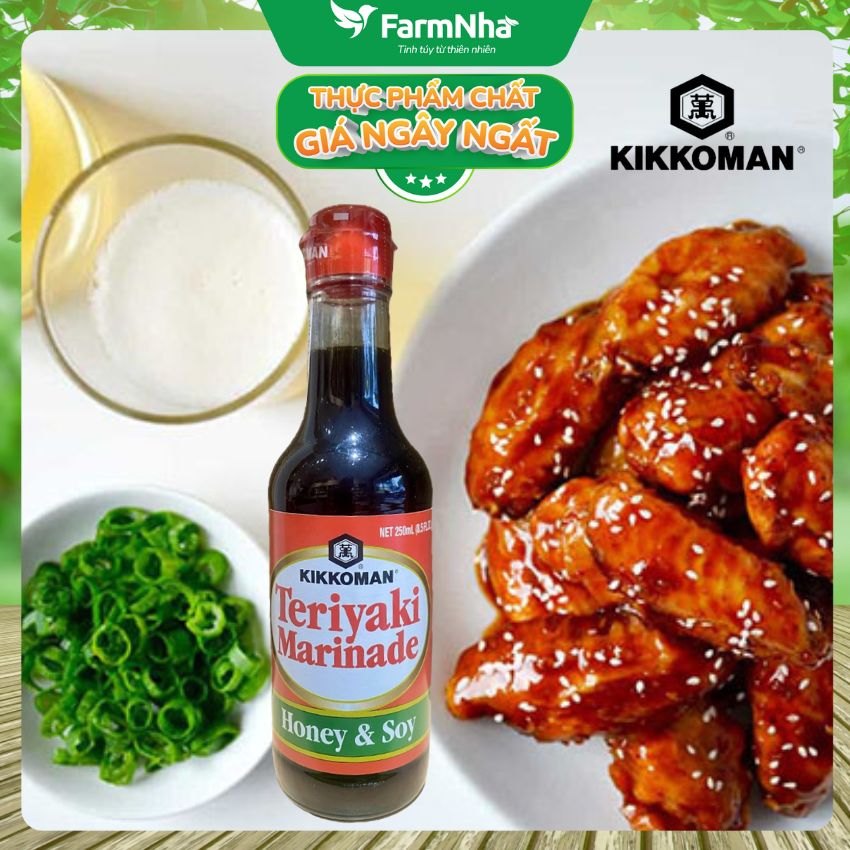 (Combo 3) Sốt Teriyaki Marinade Honey & Soy Kikkoman 250ml – Sốt Ướp Nước Tương Mật Ong chuẩn Nhật