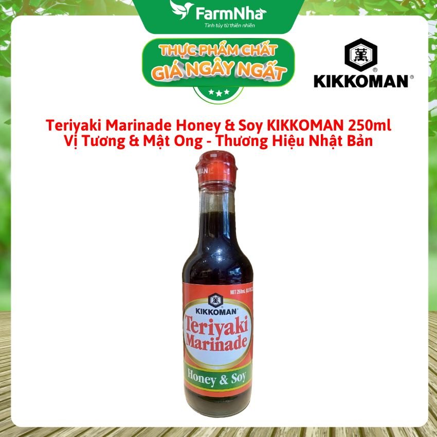 Sốt Teriyaki Marinade Honey & Soy Kikkoman 250ml – Sốt Ướp Nước Tương Mật Ong chuẩn Nhật