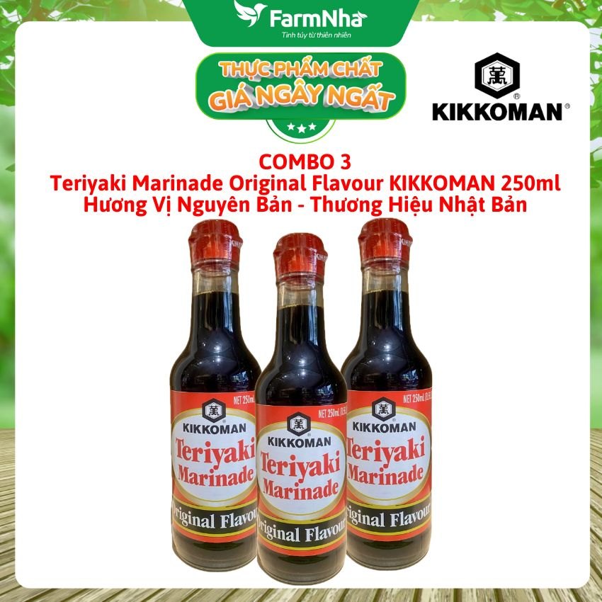 (Combo 3) Nước sốt Teriyaki Marinade Original Flavour Kikkoman 250ml – Vị Teriyaki truyền thống chuẩn Nhật