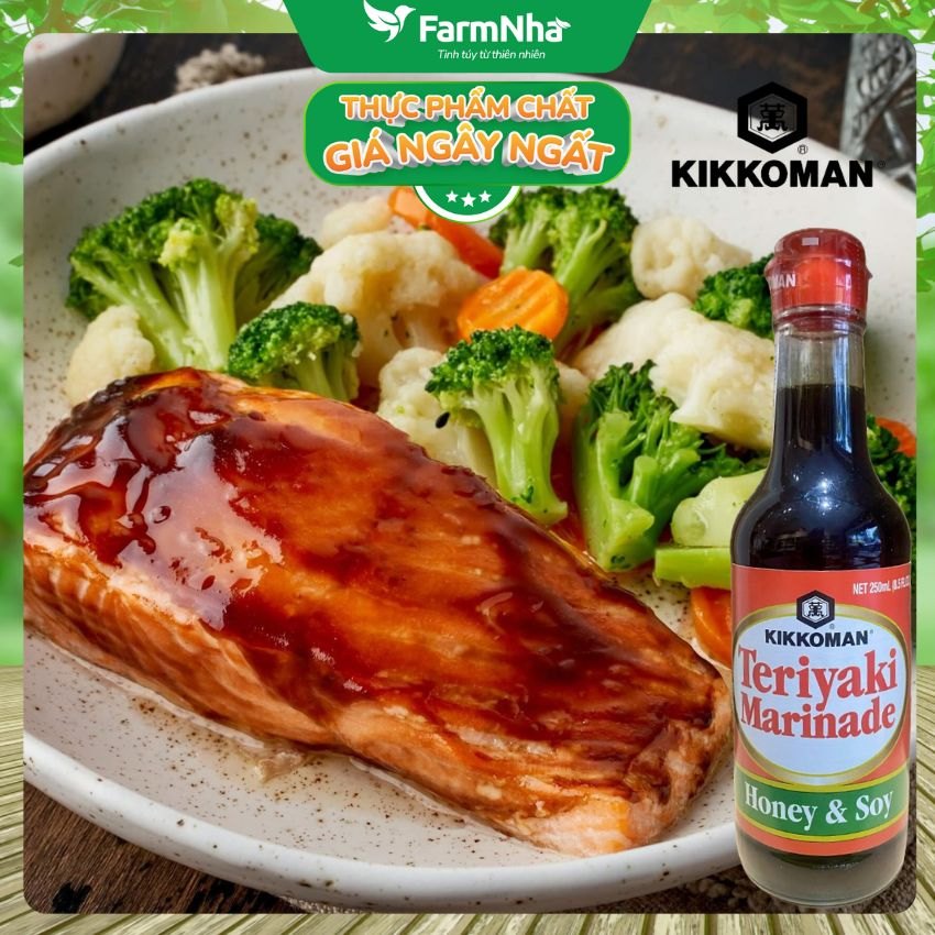Sốt Teriyaki Marinade Honey & Soy Kikkoman 250ml – Sốt Ướp Nước Tương Mật Ong chuẩn Nhật