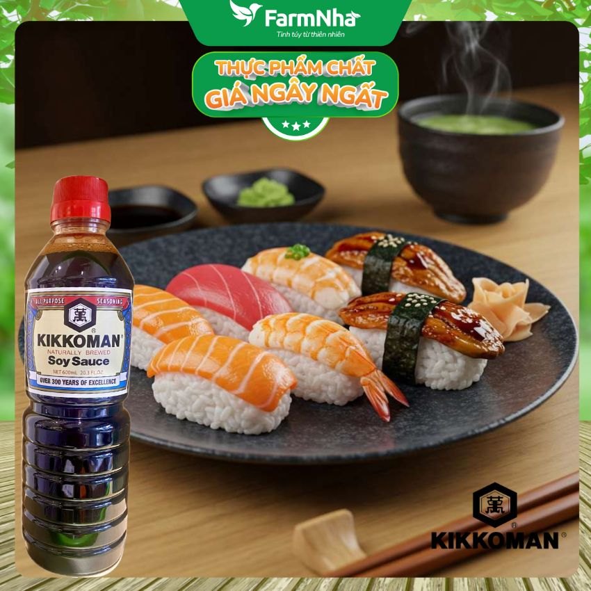 (Combo 2) Xì Dầu Naturally Brewed Soy Sauce Kikkoman 600ml –Nước Tương Lên Men Tự Nhiên Đậm Vị Umami