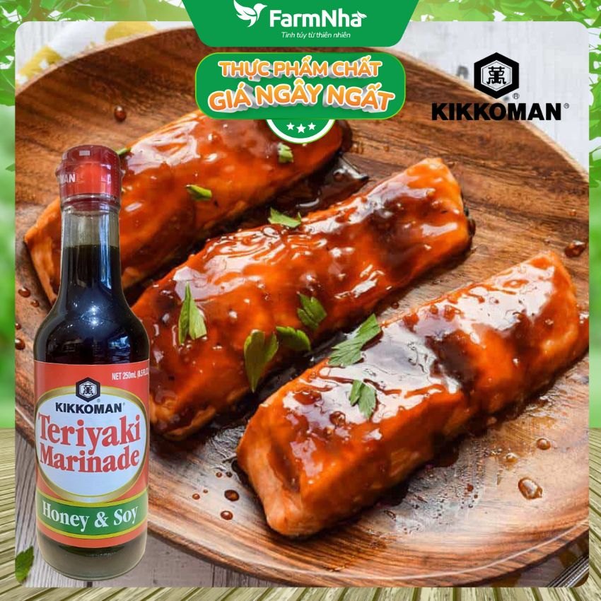(Combo 2) Sốt Teriyaki Marinade Honey & Soy Kikkoman 250ml – Sốt Ướp Nước Tương Mật Ong chuẩn Nhật