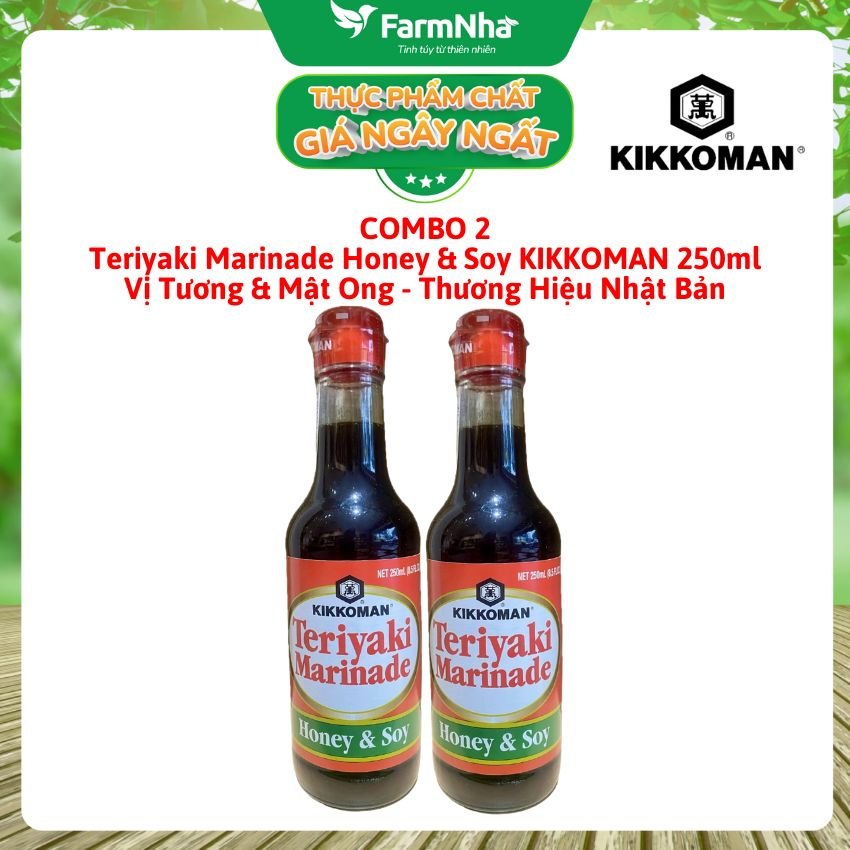 (Combo 2) Sốt Teriyaki Marinade Honey & Soy Kikkoman 250ml – Sốt Ướp Nước Tương Mật Ong chuẩn Nhật
