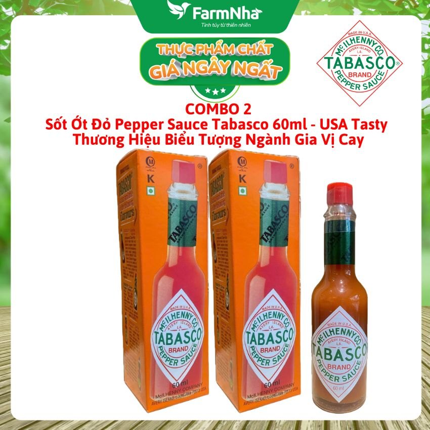 (Combo 2) Sốt ớt đỏ Tabasco Pepper Sauce 60ml – Sốt Ớt Chua Cay Trứ Danh từ Mỹ