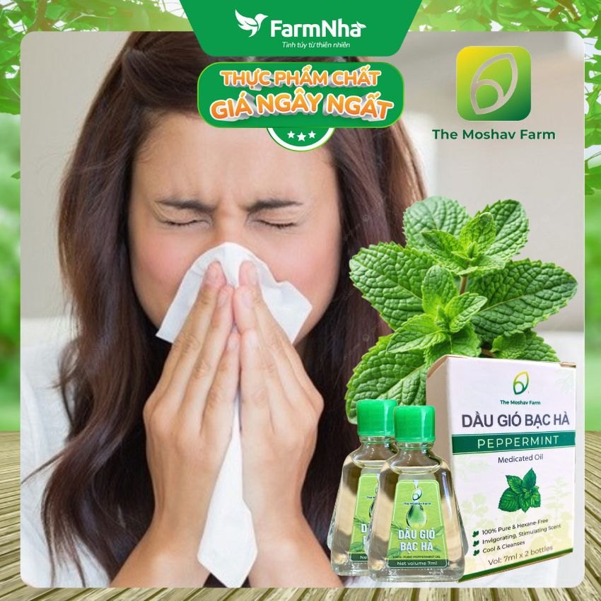 (Combo 2) Dầu Gió Bạc Hà Moshav Farm Hộp 2x7ml Peppermint Medicated Oil – Thư Giãn và Sảng Khoái