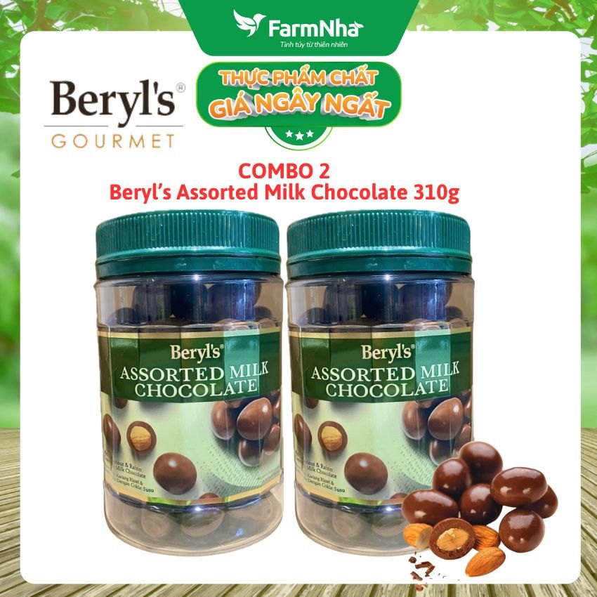 (Combo 2) Sôcôla Beryls Assorted Milk Chocolate 310g - Hương Vị Socola Tuyệt Vời với Hỗn Hợp Các Loại Hạt