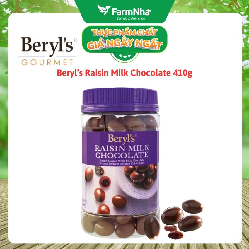 Sôcôla Beryls Raisin Milk Chocolate 410gr - Sôcôla Sữa Hảo Hạng nhân Nho Khô Tuyệt Hảo