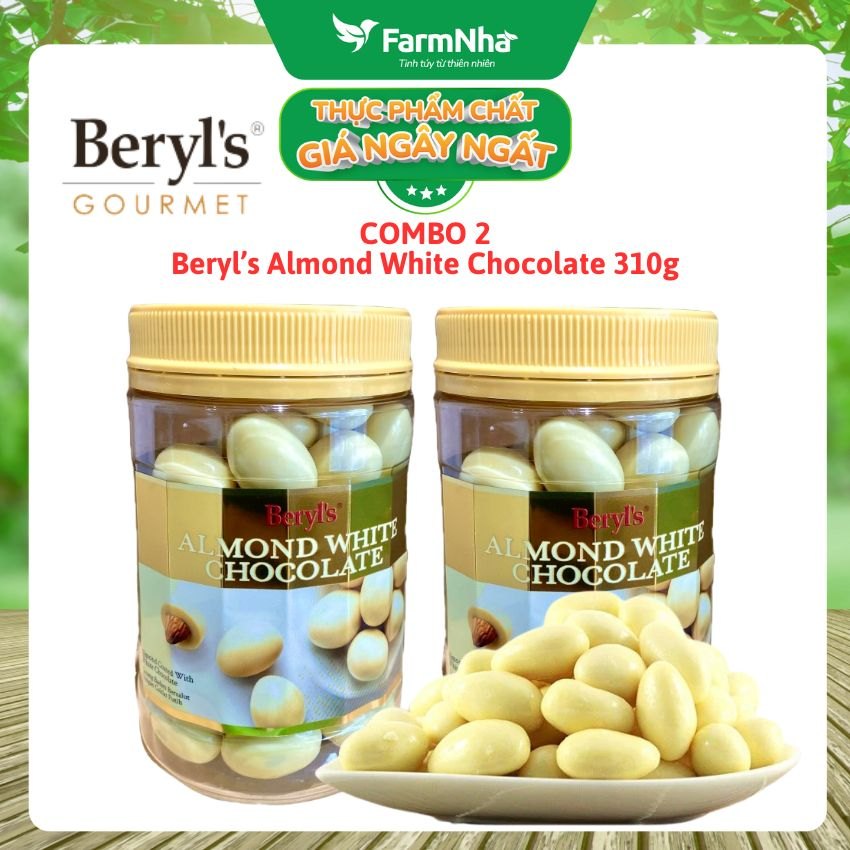 (Combo 2) Sôcôla Beryls Almond White Chocolate 310g - Hương vị Sô cô la Trắng và Hạnh Nhân Tuyệt Vời