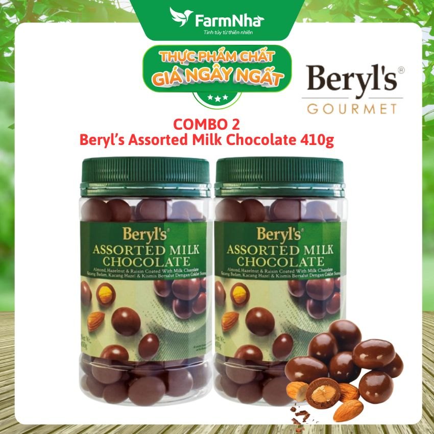 (Combo 2) Sôcôla Beryls Assorted Milk Chocolate 410g - Hương Vị Socola Tuyệt Vời với Hỗn Hợp Các Loại Hạt