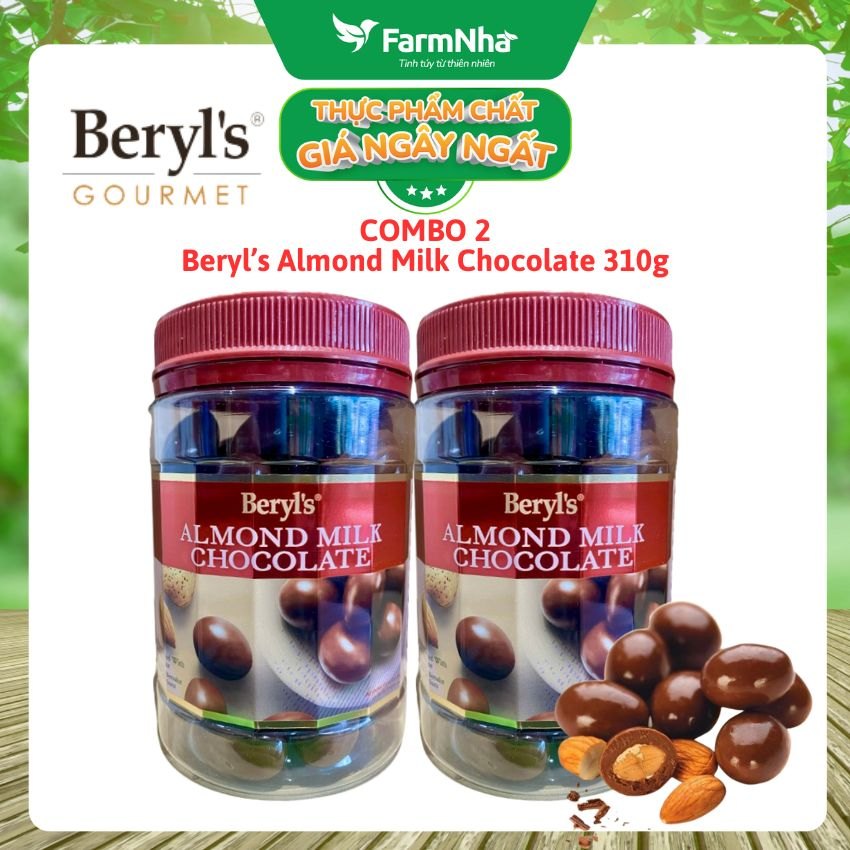 (Combo 2) Sôcôla Beryls Almond Milk Chocolate 310g - Socola Sữa và Hạnh Nhân Thơm Ngon Béo Ngậy