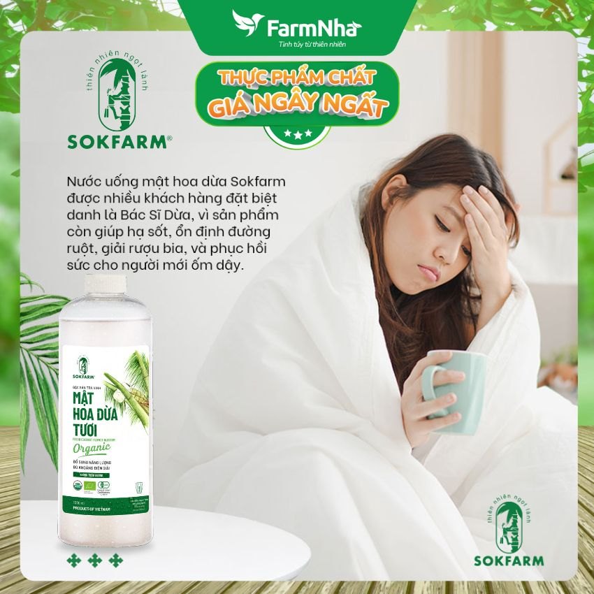 Nước Uống Mật Hoa Dừa Sokfarm 1lít – Giải Khát Thanh Mát, Bù Khoáng Tự Nhiên