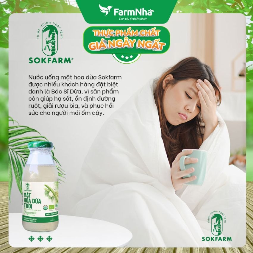 Nước Uống Mật Hoa Dừa Sokfarm 250ml Thủy Tinh – Giải Khát Thanh Mát, Bù Khoáng Tự Nhiên