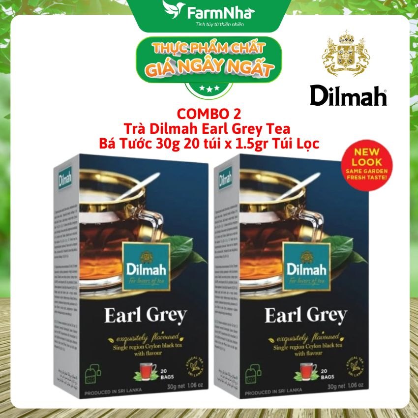 (Combo 2) Trà Dilmah Earl Grey Tea 30g 20 túi x 1.5g Túi lọc – Trà Bá Tước Hảo Hạng Từ Sri Lanka
