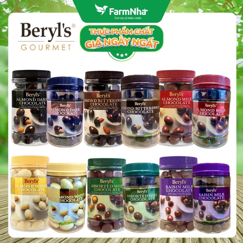 Socola Beryls Almond Dark Chocolate 310gr - Sôcôla Đen Hảo Hạng và Hạnh Nhân Giòn Ngon Thơm Lừng