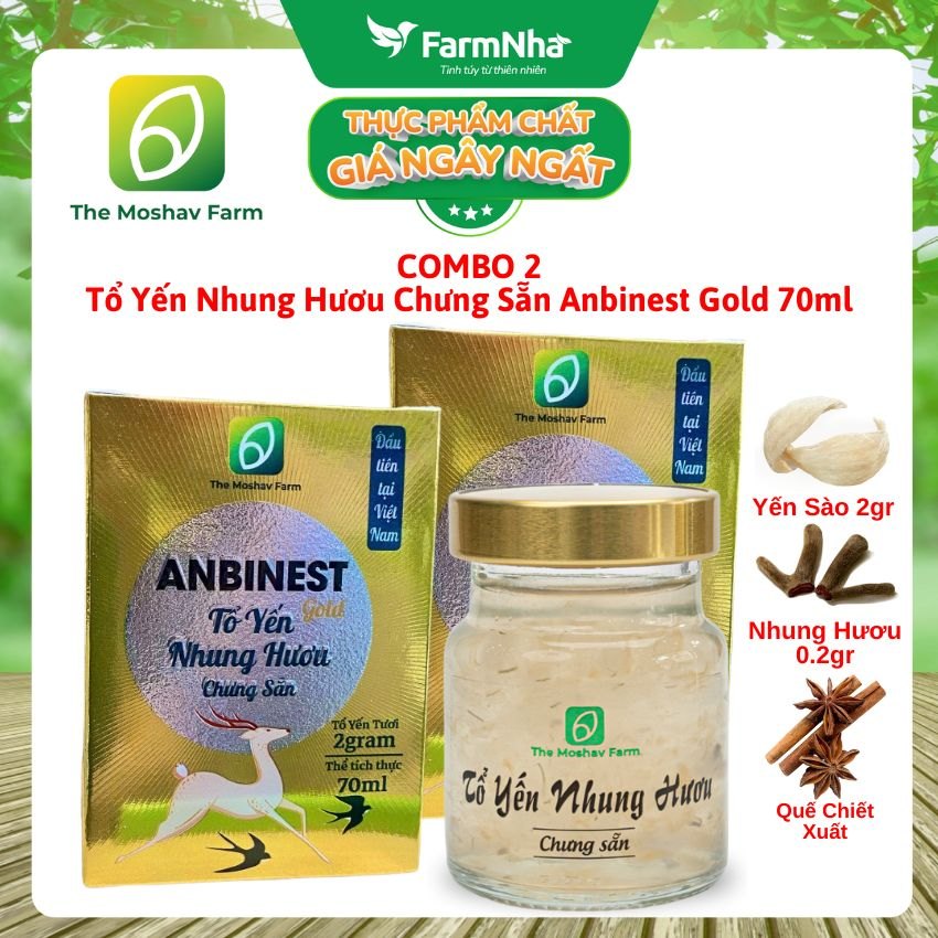 (Combo 2) Tổ Yến Nhung Hươu Chưng Sẵn ANBINEST Gold 70ml – Bổ Dưỡng Cao Cấp, Khỏe Từ Bên Trong