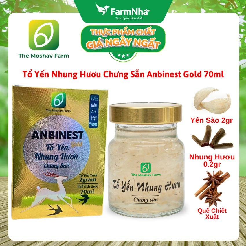 Tổ Yến Nhung Hươu Chưng Sẵn ANBINEST Gold 70ml – Bổ Dưỡng Cao Cấp, Khỏe Từ Bên Trong