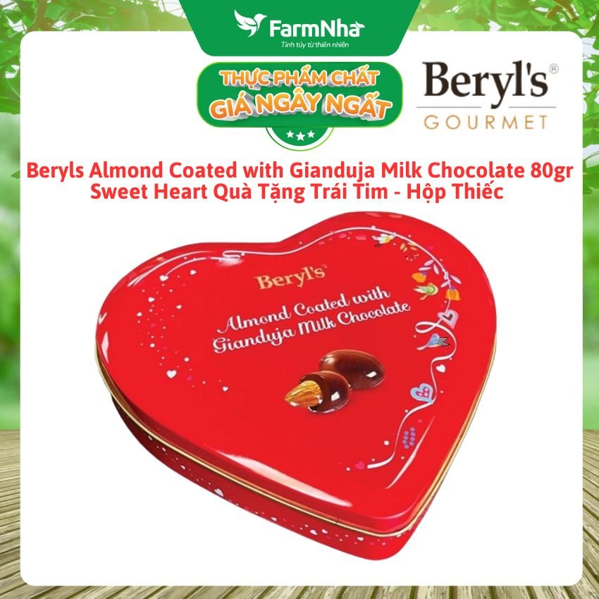 Socola Beryls Almond Gianduja Milk Chocolate 80g Hộp Trái Tim – Ngọt Ngào và Yêu Thương