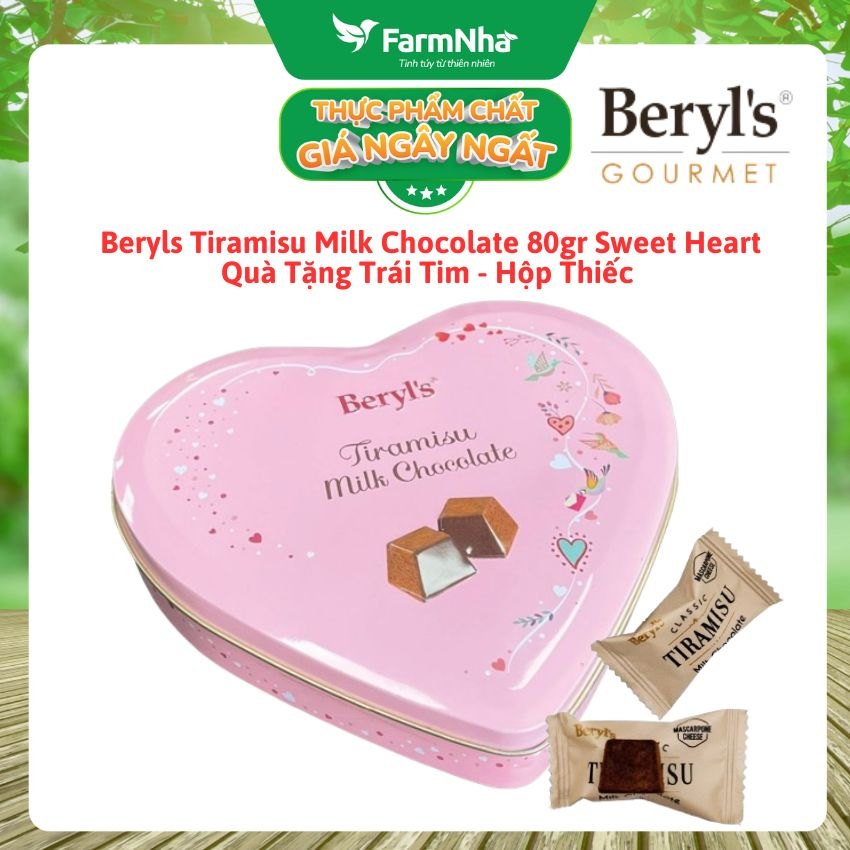 Socola Beryls Tira Milk Chocolate 80g Hộp Trái Tim – Ngọt Ngào và Yêu Thương