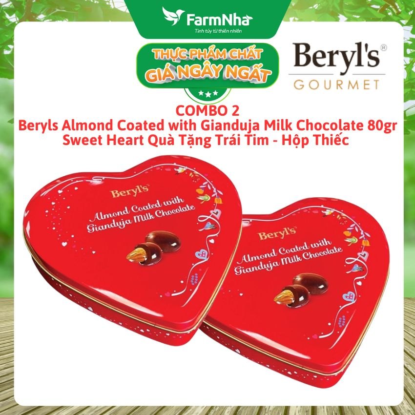 (Combo 2) Socola Beryls Almond Gianduja Milk Chocolate 80g Trái Tim – Ngọt Ngào và Yêu Thương