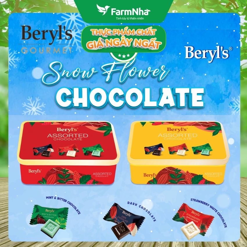 (Combo 2) Socola Beryls Snow Flower Assorted 135g Hộp Thiếc Vàng - Trao Gửi Ngọt Ngào & Sang Trọng