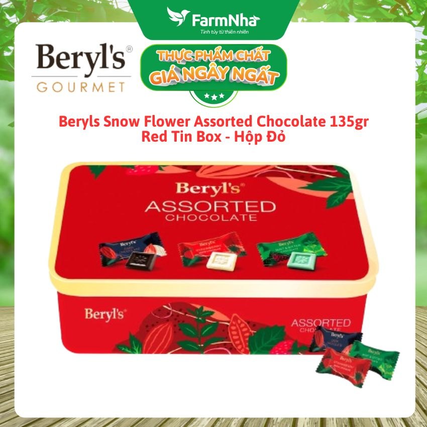 Socola Beryls Snow Flower Assorted 135g Hộp Thiếc Đỏ - Sang Trọng, Trao Gửi Ngọt Ngào Mùa Lễ Hội