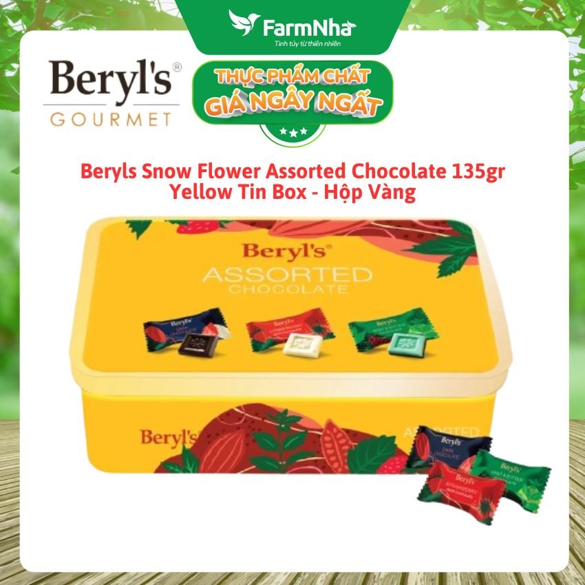 (Combo 3) Socola Beryls Snow Flower Assorted 135g Hộp Thiếc Vàng - Trao Gửi Ngọt Ngào & Sang Trọng
