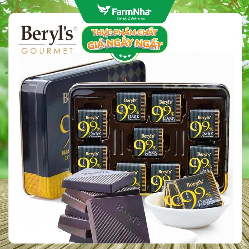 Socola Beryls 99% Dark Chocolate 108g | Cacao Nguyên Chất, Vị Đắng Tinh Tế