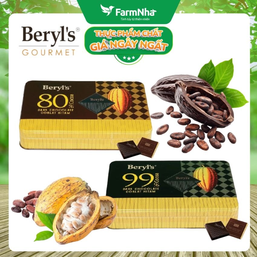 Socola Beryls 99% Dark Chocolate 108g | Cacao Nguyên Chất, Vị Đắng Tinh Tế
