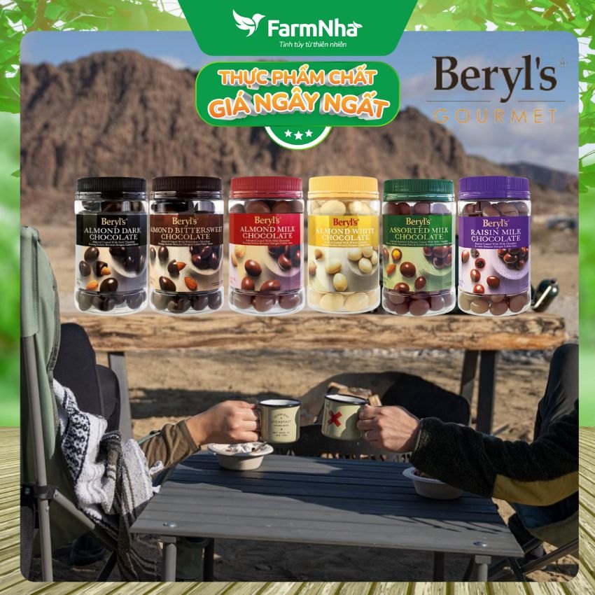 (Combo 3) Socola Beryls Almond Dark Chocolate 310gr - Sôcôla Đen Hảo Hạng và Hạnh Nhân Giòn Ngon Thơm Lừng
