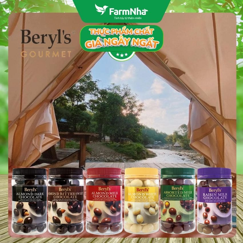 (Combo 3) Socola Beryls Almond Dark Chocolate 310gr - Sôcôla Đen Hảo Hạng và Hạnh Nhân Giòn Ngon Thơm Lừng