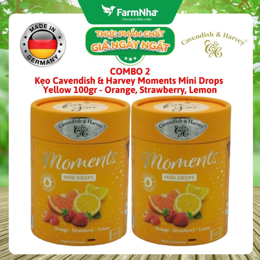 (Combo 2) Kẹo Cavendish & Harvey Moments Mini Drops Yellow 100G – ORANGE, STRAWBERRY, LEMON