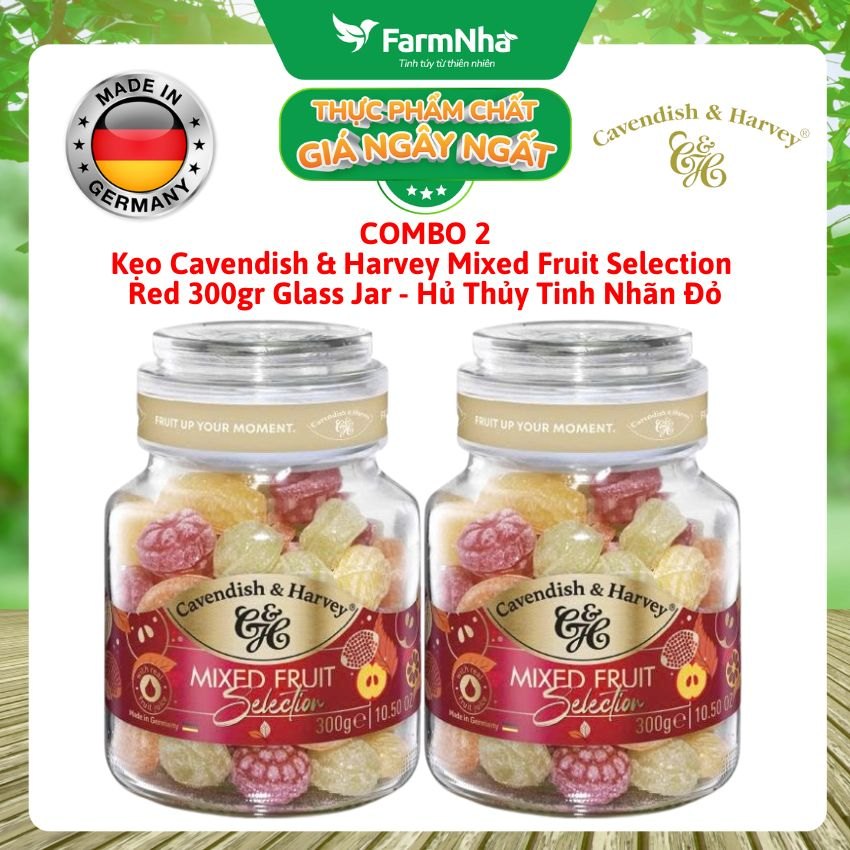 (Combo 2) Kẹo Trái Cây Cavendish & Harvey Mixed Fruit Selection 300g Red Label - Hủ Thủy Tinh