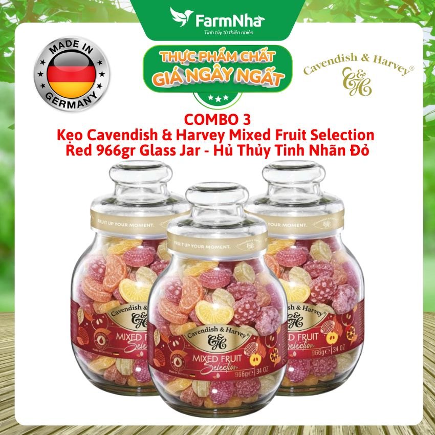 (Combo 3) Kẹo Trái Cây Cavendish & Harvey Mixed Fruit Selection 966g Red Label - Hủ Thủy Tinh