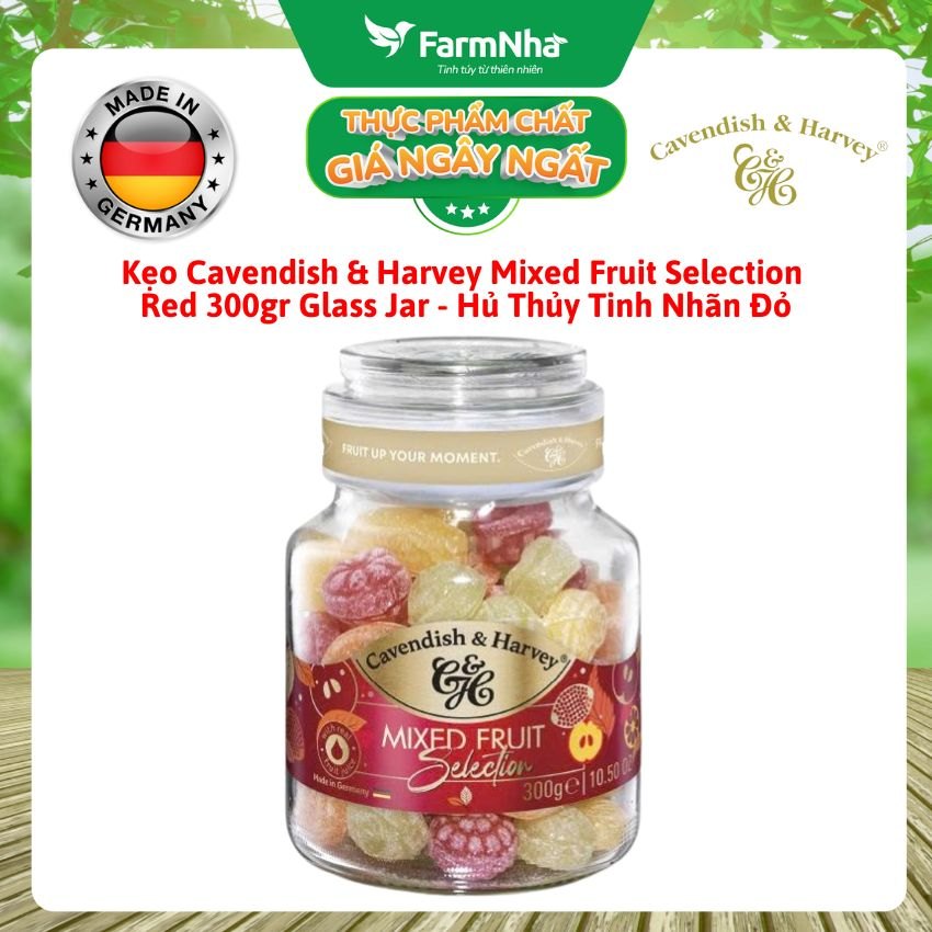 Kẹo Trái Cây Cavendish & Harvey Mixed Fruit Selection 300g Thủy Tinh Red Label - Vị Trái Cây Tự Nhiên
