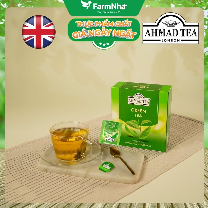 Trà Xanh Ahmad Green Tea 200g 100x2g Túi Thiếc – Hương Vị Thanh Khiết & Tinh Tế