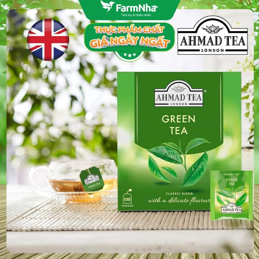 Trà Xanh Ahmad Green Tea 200g 100x2g Túi Thiếc – Hương Vị Thanh Khiết & Tinh Tế