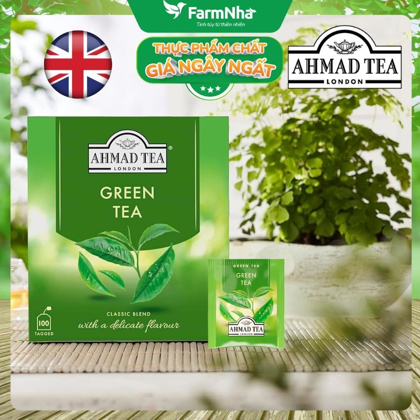 Trà Xanh Ahmad Green Tea 200g 100x2g Túi Thiếc – Hương Vị Thanh Khiết & Tinh Tế