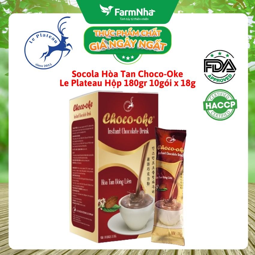Socola hòa tan Choco-Oke Le Plateau 180g 10góix18g - Cacao Daklak với kem sữa New Zealand