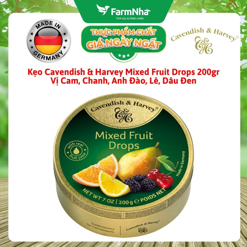 Kẹo trái cây Cavendish & Harvey vị MIXED FRUIT 200gr - Sản phẩm với hương vị tuyệt vời từ Đức